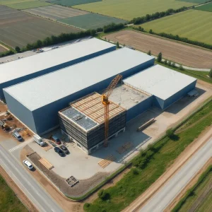 Aerial view of Agristo construction site
