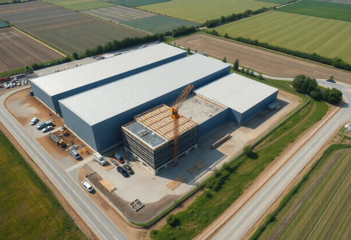 Aerial view of Agristo construction site