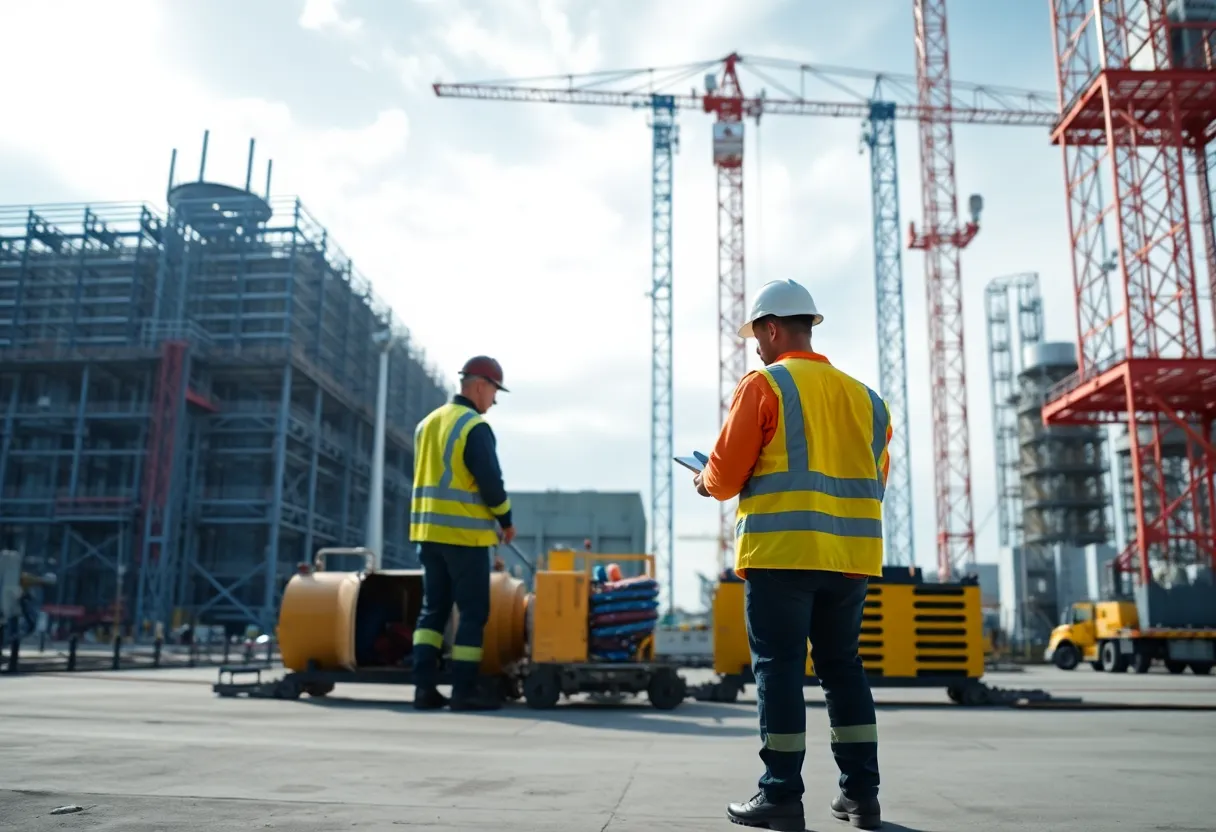 Illustration of AI integration in nuclear reactor construction