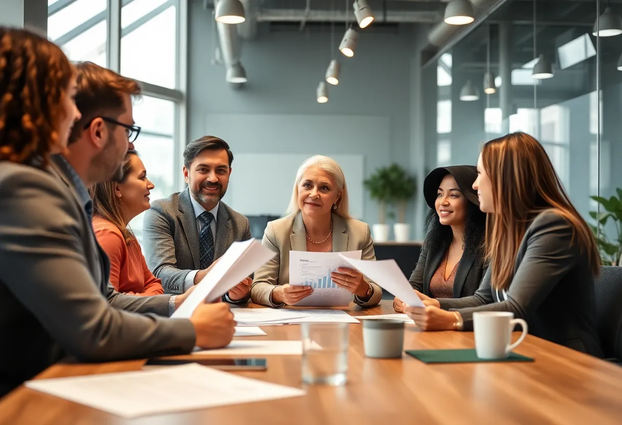 A corporate meeting focused on finance strategies and leadership development