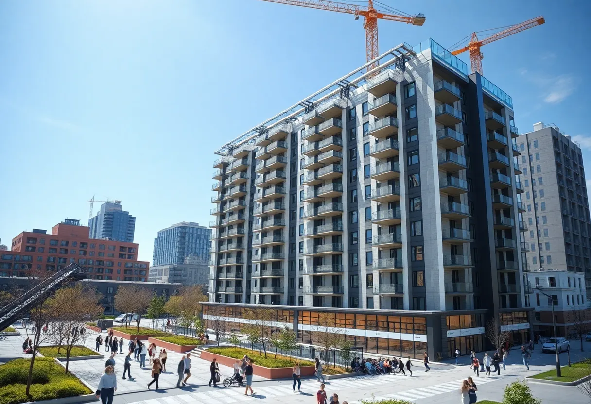 Architectural rendering of Chapter Ann Arbor, a new student housing complex.