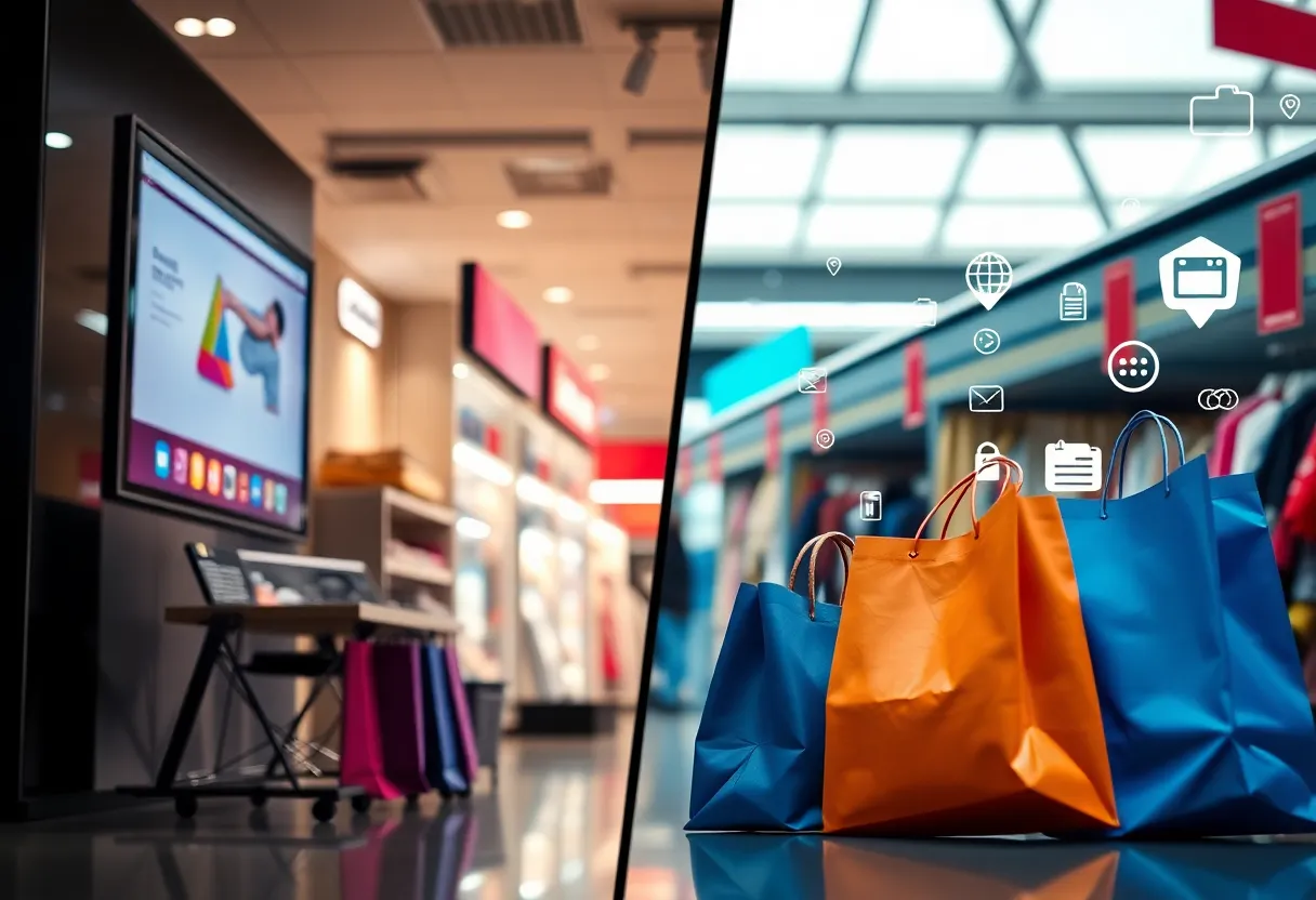 Visual representation of e-commerce growth compared to traditional retail decline.