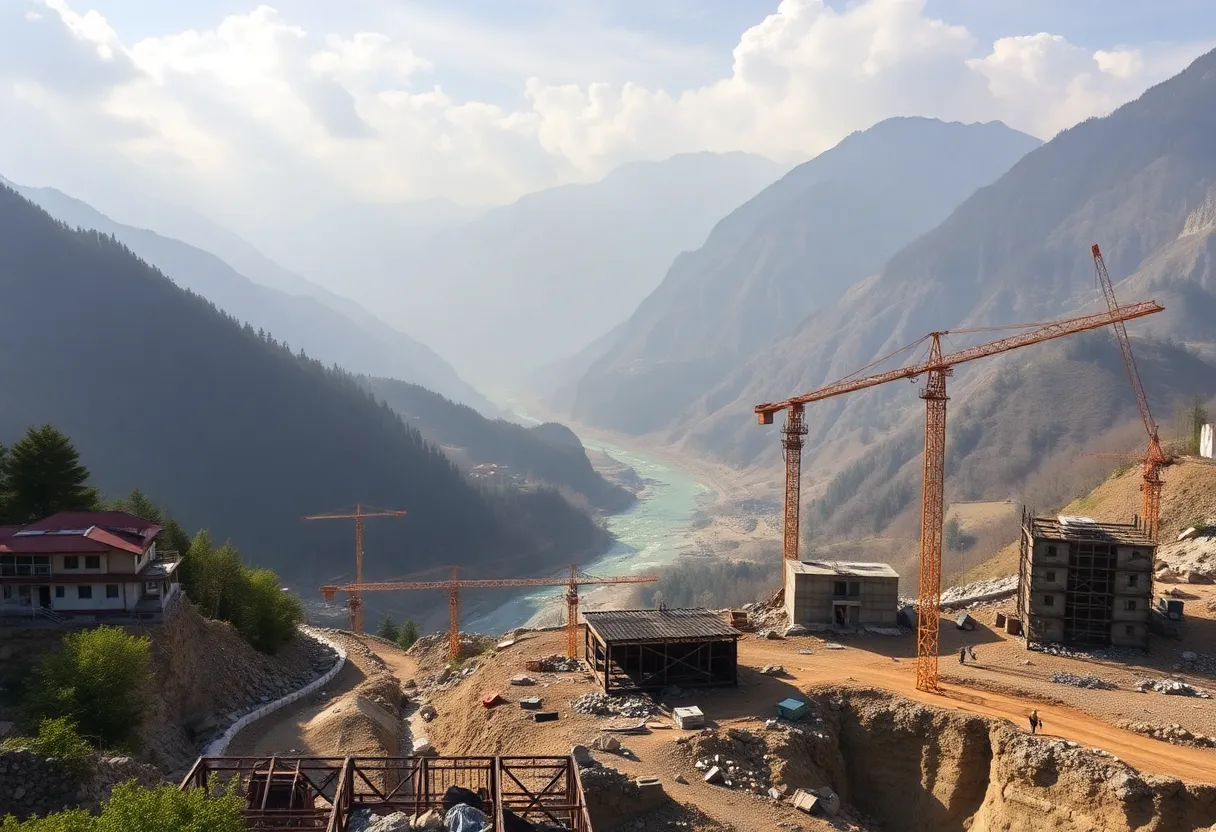 Construction site in Himachal Pradesh adhering to safety norms near rivers