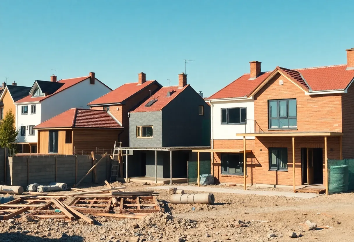 Construction site showcasing housing methods in Canada and U.S.