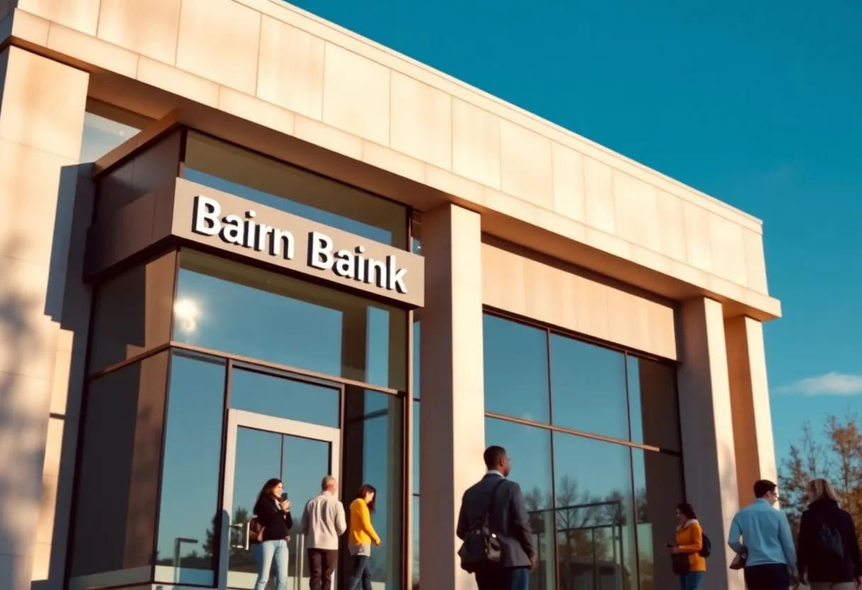 A modern bank building representing Pioneer Bancorp's growth