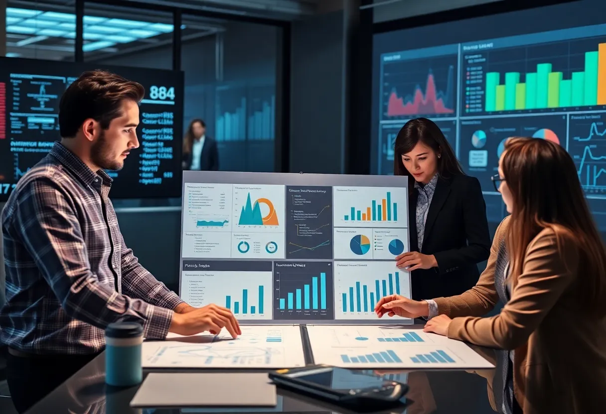 Team of project managers working on risk management strategies