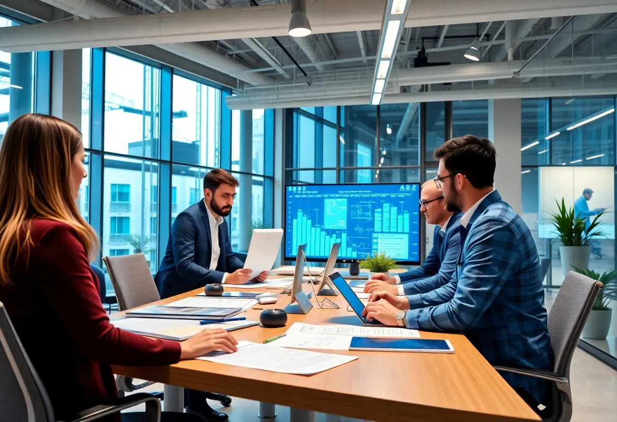 Modern office team collaboration in construction technology