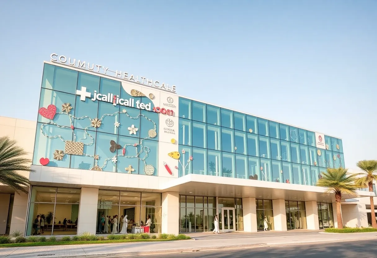 Sidra Medicine hospital exterior with artistic features.