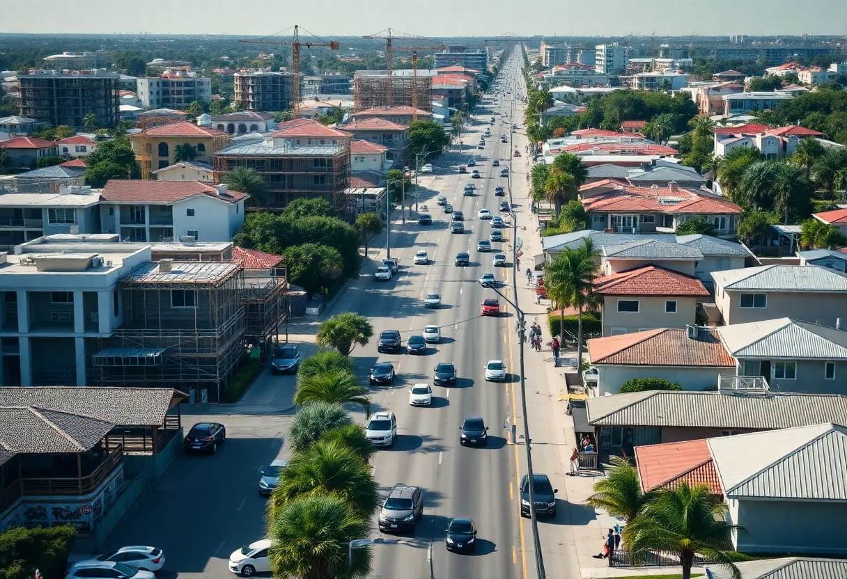Crowded streets and construction sites illustrating Florida's population growth issues
