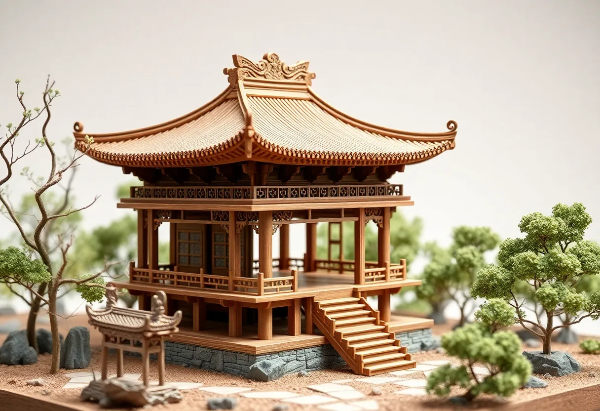 3D model of Zhenwu Pavilion representing its heritage architecture.