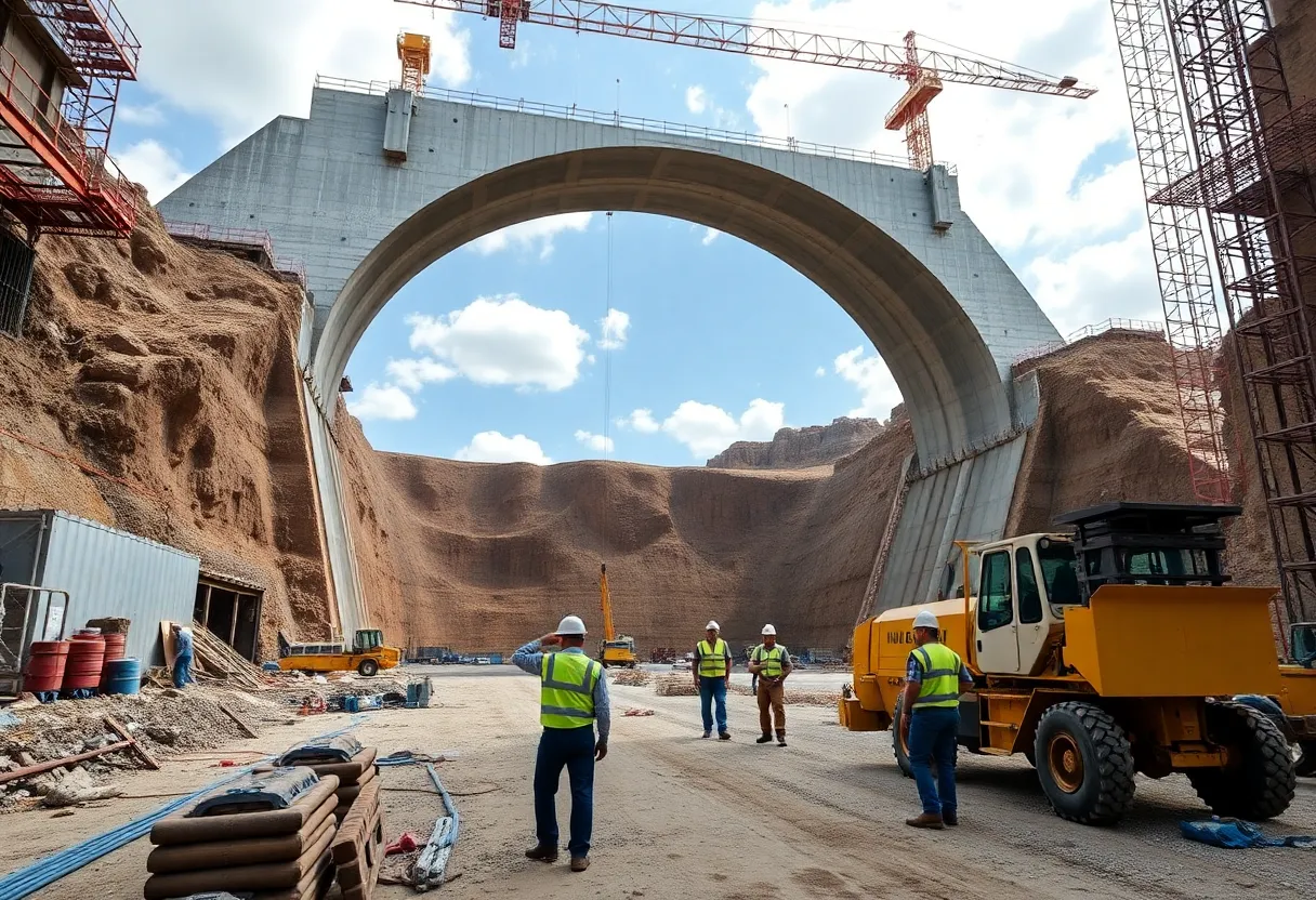 Simulation technologies in arch dam construction for safety and efficiency.