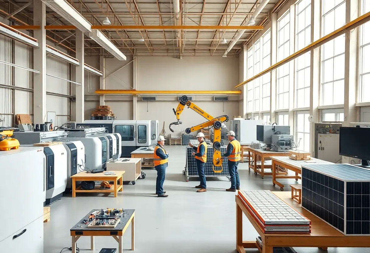 Interior of a construction R&D lab with 3D printers, CNC machines and fabrication bays
