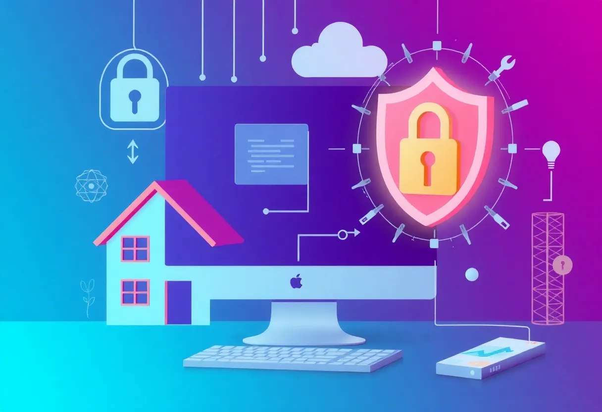 Conceptual image showing cybersecurity challenges in the real estate industry