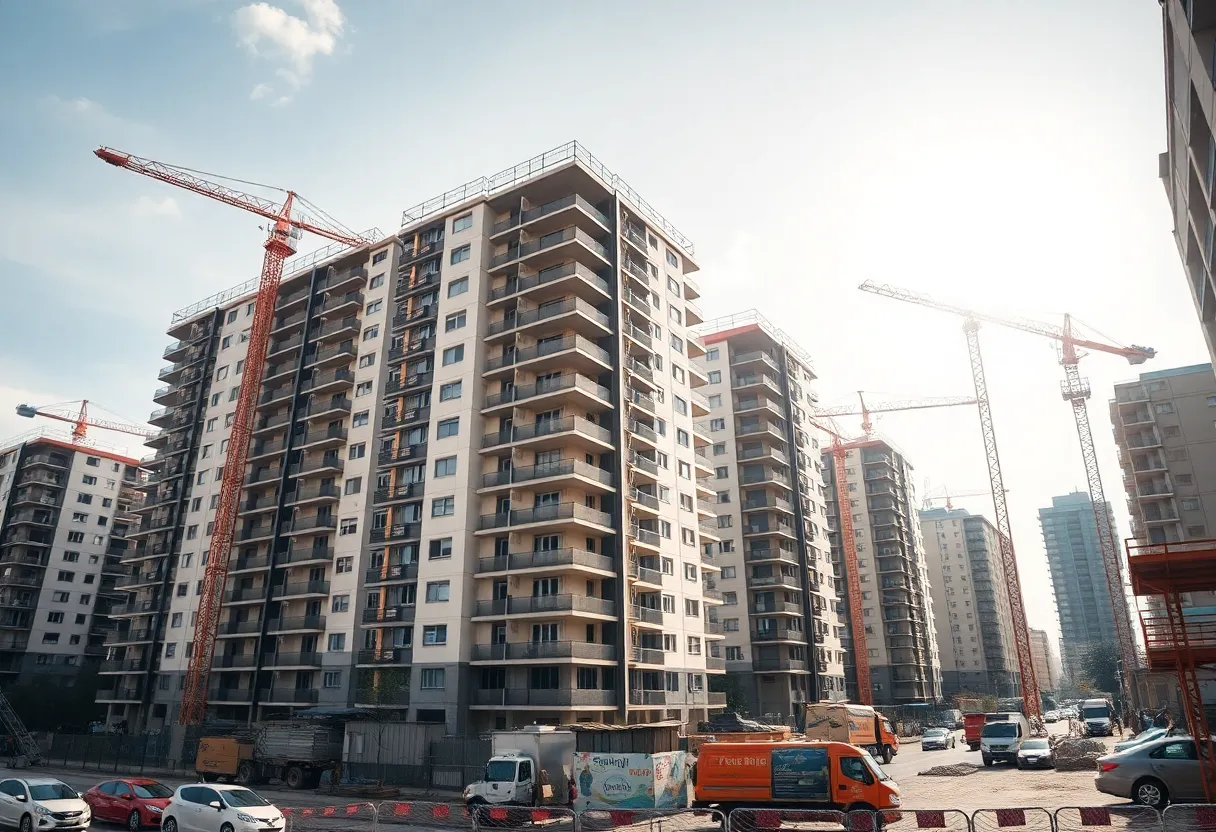 Urban real estate development with rental housing units