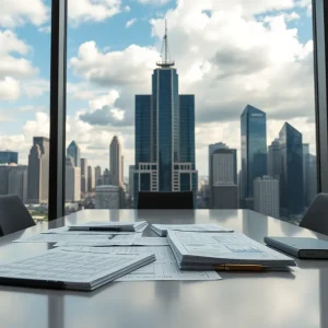 Lane Gorman Trubitt office with construction accounting documents.