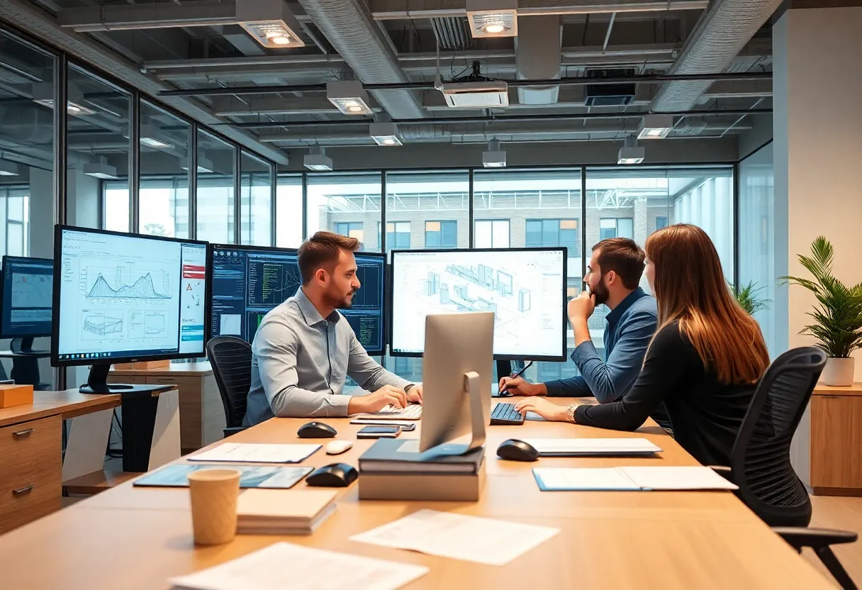 Professionals using software in a modern office environment