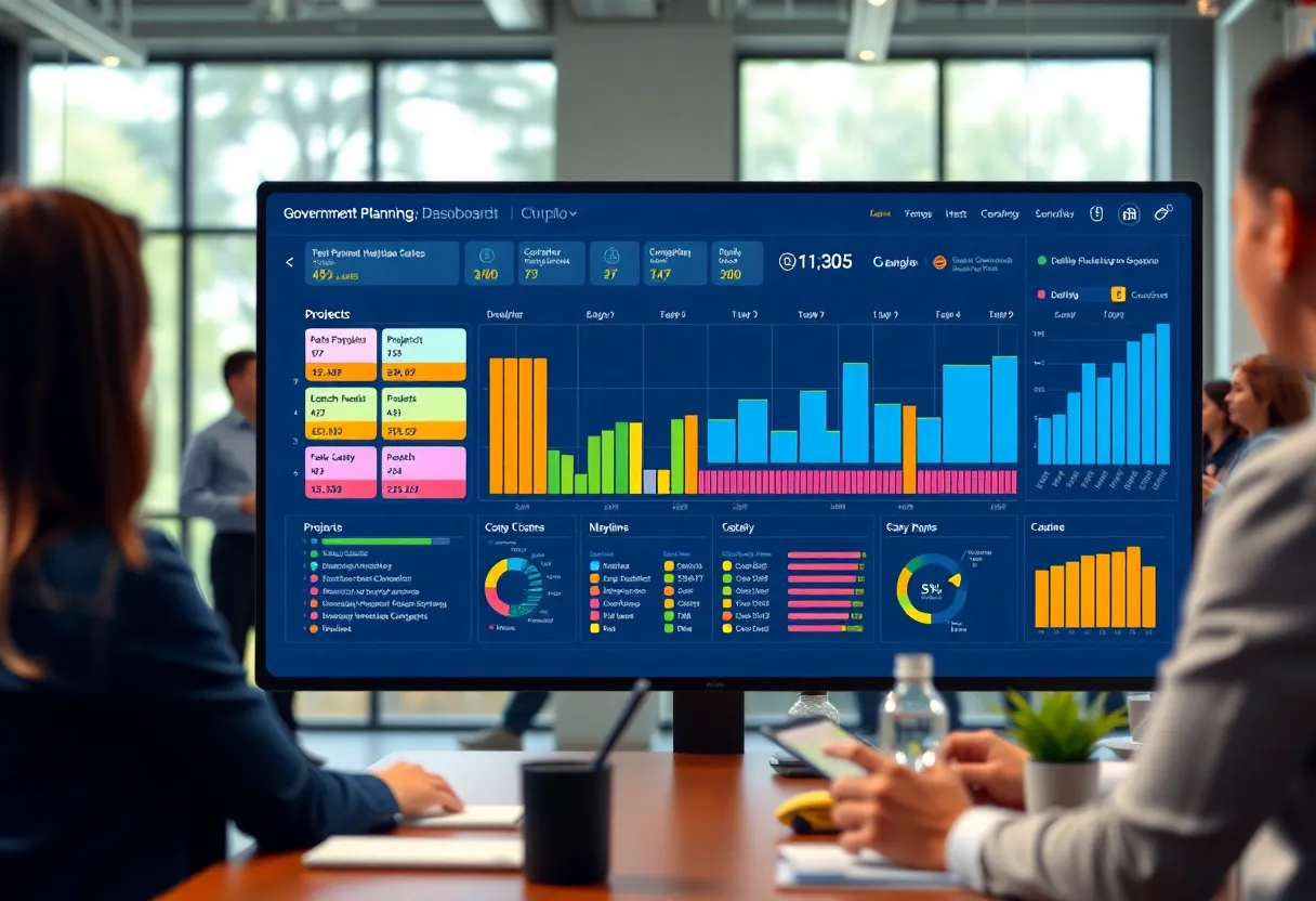 Cloud-based capital planning dashboard showing projects, budgets and scenario charts