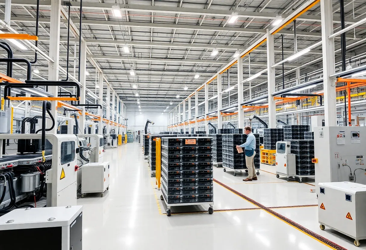 Modern EV battery manufacturing plant with advanced technology