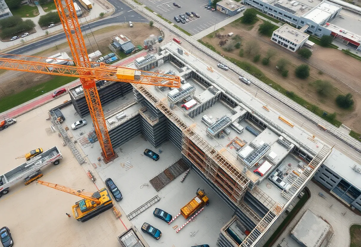 Construction site with halted activities due to government shutdown
